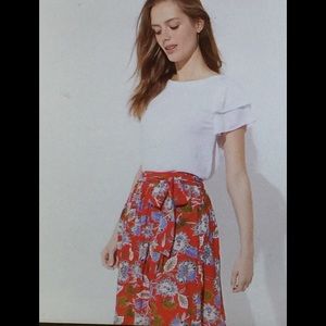 NWT Loft Summer Blossom Tie Waist Midi Skirt